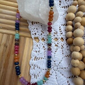 Colorful Beaded Necklace with Gold Details